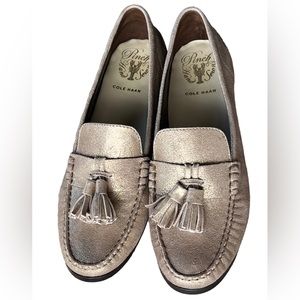 Cole Haan Metallic Leather Tassel Loafers - Size 9B
